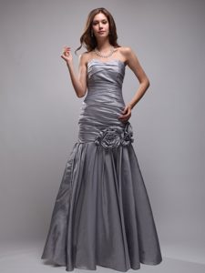Gray Mermaid Sweetheart Celebrity Inspired Dresses with Hand Flowers
