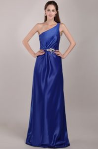 Royal Blue Empire One Shoulder Prom Dress for Celebrity with Beading