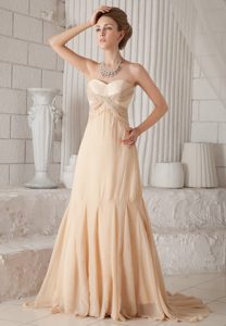 Most Popular Champagne Sweetheart Chiffon Betty Celebrity Dress with Beading