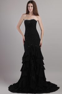 Black Mermaid Sweetheart Prom Dresses for Celebrity with Beading