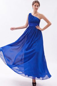 Royal Blue One Shoulder Celebrity Inspired Dress with Ruching Made