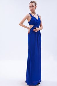 New Arrival Royal Blue Empire Prom Celebrity Dress with Side Outs