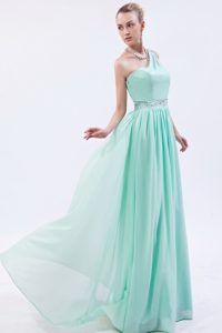 Apple Green Single Shoulder Chiffon Dresses for Celebrity with Beaded Waist