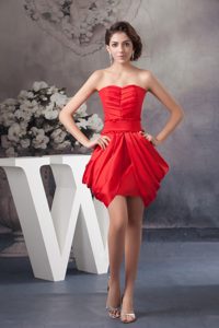Red Strapless Short Dresses for Celebrity with Ruching and Pick-ups