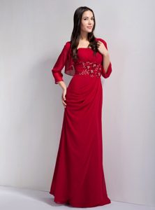 Red Dresses for Mother with Beadings and Handle Flowers