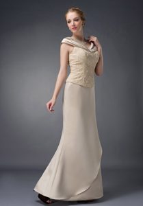 Champagne 2013 Mother Dresses with Cool Neckline in Lace and Satin