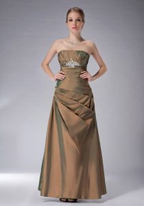 New Brown Ankle-length Mother of The Bride Dress with Appliques in Taffeta