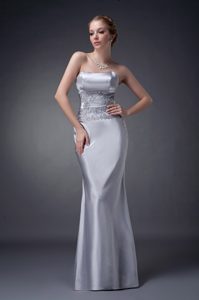 Best Strapless Long Silver Mother of Bride Dresses with Appliques