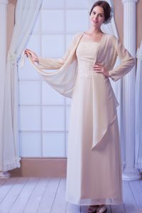 Champagne Strapless Long Chiffon Mother of Bride Dresses with Jacket
