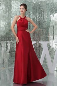 Wine Red Straps Long Ruched Mother Dress for Wedding on Sale