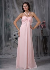 Affordable Pink Halter Long Prom Gown Dress for Summer