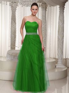Custom Made Green Long Tulle Sweetheart Prom Dress for Summer