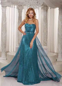 Pretty Sheath Sweetheart Fitted Chiffon Informal Prom Dress in Turquoise
