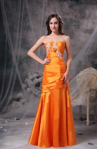 Nice Orange Sweetheart Prom Gown Dress with Appliques