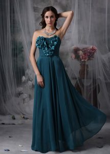 Empire Strapless Chiffon Informal Prom Dress in Peacock Green on Sale