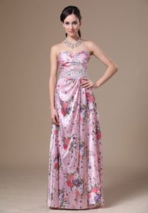 Nice Long Beaded Sweetheart Prom Dresses with Printing