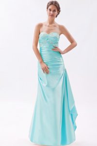 Classy Sweetheart Dresses for Prom Court in Aqua Blue with Appliques
