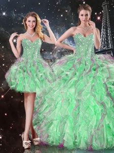 Floor Length Ball Gowns Sleeveless Apple Green Sweet 16 Dresses Lace Up
