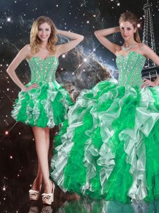 Fantastic Sleeveless Floor Length Ruffles Lace Up Sweet 16 Dresses with Multi-color