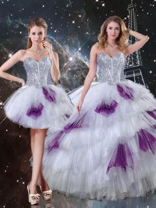 Multi-color Quinceanera Dresses Military Ball and Sweet 16 and Quinceanera with Beading and Ruffled Layers and Sequins S