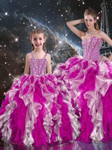 Ball Gowns Sweet 16 Dresses Multi-color Sweetheart Organza Sleeveless Floor Length Lace Up