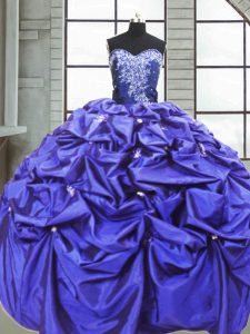 Most Popular Purple Sweetheart Neckline Beading and Pick Ups Quinceanera Gowns Sleeveless Lace Up
