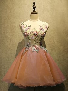 Organza Sleeveless Mini Length Homecoming Dress and Embroidery