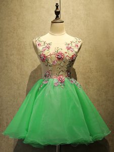 Pretty Green Scoop Lace Up Embroidery Prom Evening Gown Sleeveless