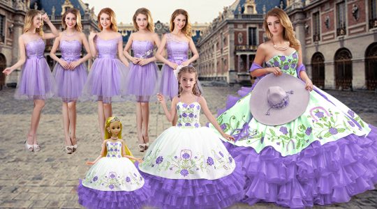 Smart Sweetheart Sleeveless Lace Up Quinceanera Dress Lavender Satin and Organza