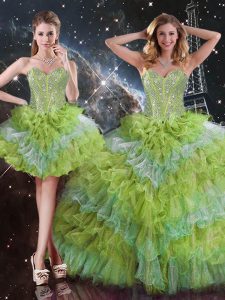 Exquisite Multi-color Sleeveless Beading and Ruffled Layers Floor Length Quinceanera Gown