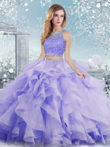 Floor Length Ball Gowns Sleeveless Lavender Ball Gown Prom Dress Clasp Handle