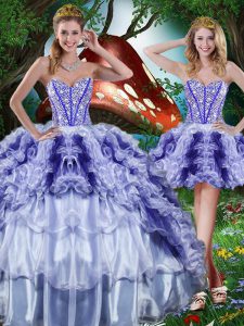 Wonderful Multi-color Sleeveless Beading and Ruffles and Ruffled Layers Floor Length 15 Quinceanera Dress