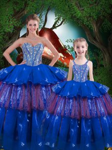 Cheap Organza Sleeveless Floor Length Sweet 16 Quinceanera Dress and Beading and Ruffled Layers