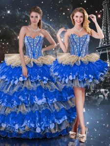Sweetheart Sleeveless Lace Up 15th Birthday Dress Multi-color Organza