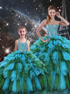 Sweet Floor Length Multi-color 15th Birthday Dress Sweetheart Sleeveless Lace Up