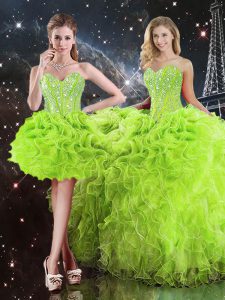 Ball Gowns Ball Gown Prom Dress Sweetheart Organza Sleeveless Floor Length Lace Up