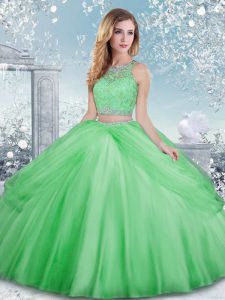 Attractive 15 Quinceanera Dress Military Ball and Sweet 16 and Quinceanera with Beading and Lace Scoop Sleeveless Clasp 