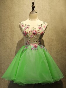 Sumptuous Mini Length Dress for Prom Organza Sleeveless Embroidery