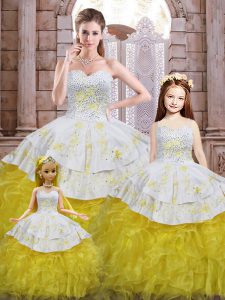 Enchanting Sleeveless Beading and Appliques and Ruffles Lace Up 15 Quinceanera Dress