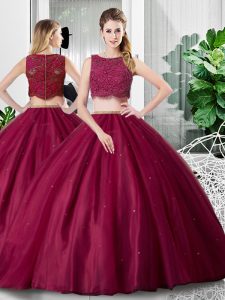 High End Sleeveless Lace and Ruching Zipper Quinceanera Gown