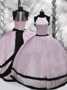 Best Pink Ball Gowns Ruching Quinceanera Dress Zipper Taffeta Sleeveless Floor Length