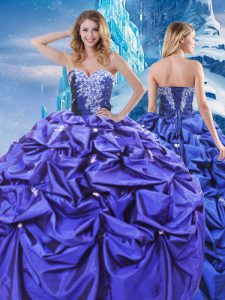 Purple Sweetheart Lace Up Beading and Pick Ups Quinceanera Gown Sleeveless