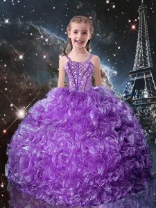 Floor Length Eggplant Purple Pageant Dress Straps Sleeveless Lace Up