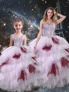 Affordable Sleeveless Beading and Ruffled Layers Lace Up 15th Birthday Dress