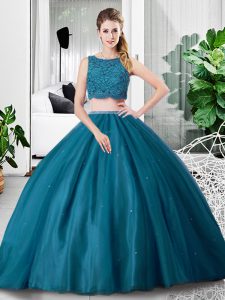Pretty Tulle Sleeveless Floor Length Ball Gown Prom Dress and Lace and Ruching