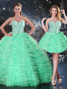 Ball Gowns Quince Ball Gowns Apple Green Sweetheart Organza Sleeveless Floor Length Lace Up