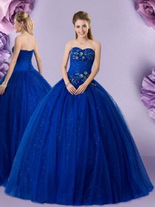 Sweetheart Sleeveless Lace Up Sweet 16 Dresses Royal Blue Tulle