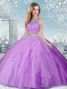 Exceptional Floor Length Ball Gowns Sleeveless Lavender Quinceanera Gown Clasp Handle