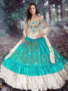 Fantastic Sleeveless Embroidery and Ruffled Layers Lace Up Quinceanera Dress