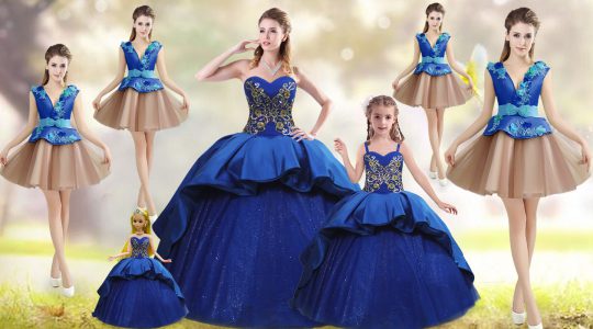 Taffeta Sleeveless Quinceanera Gown Court Train and Beading and Appliques and Embroidery